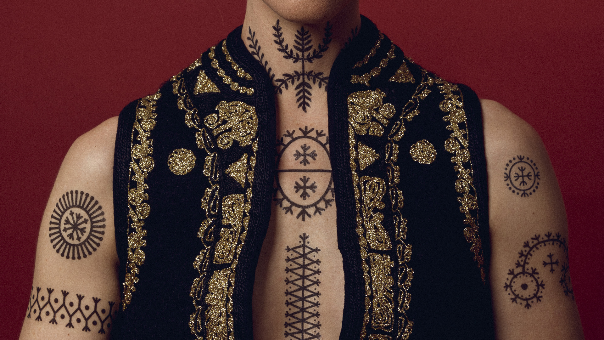 Balkan woman with traditional tattoos