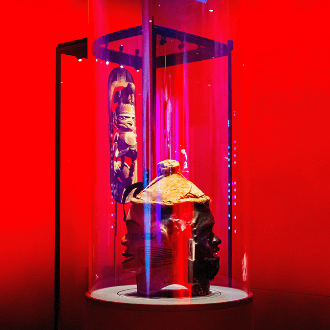 Skulptur i utställningsmonter