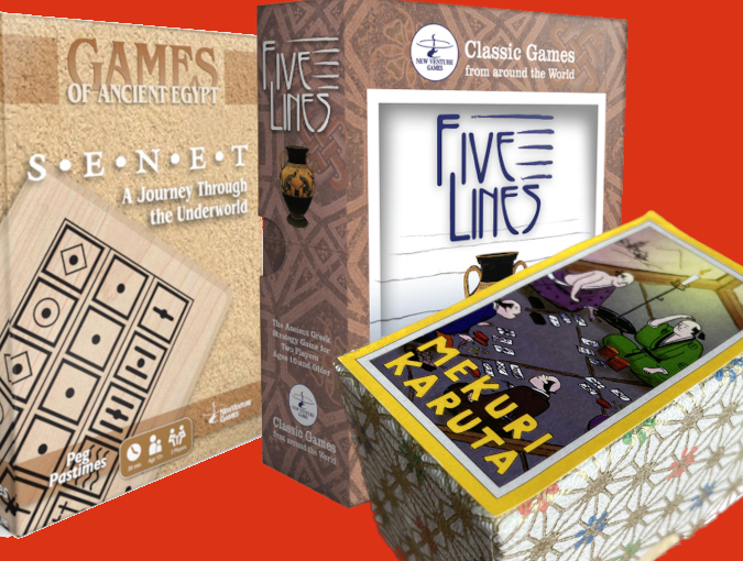 Three games from the museum shop. Photo.